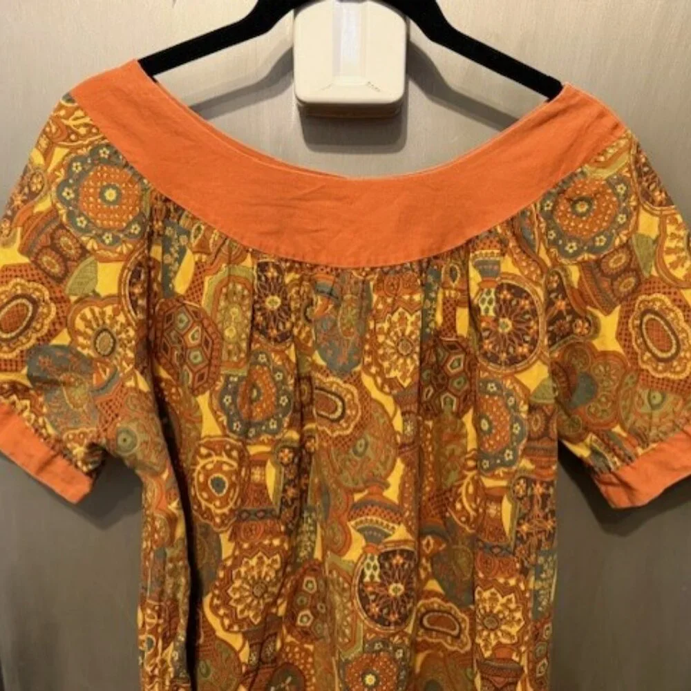 Vintage 70’s Boho paisley African print A-line swing Mini Dress - Picture 8 of 16
